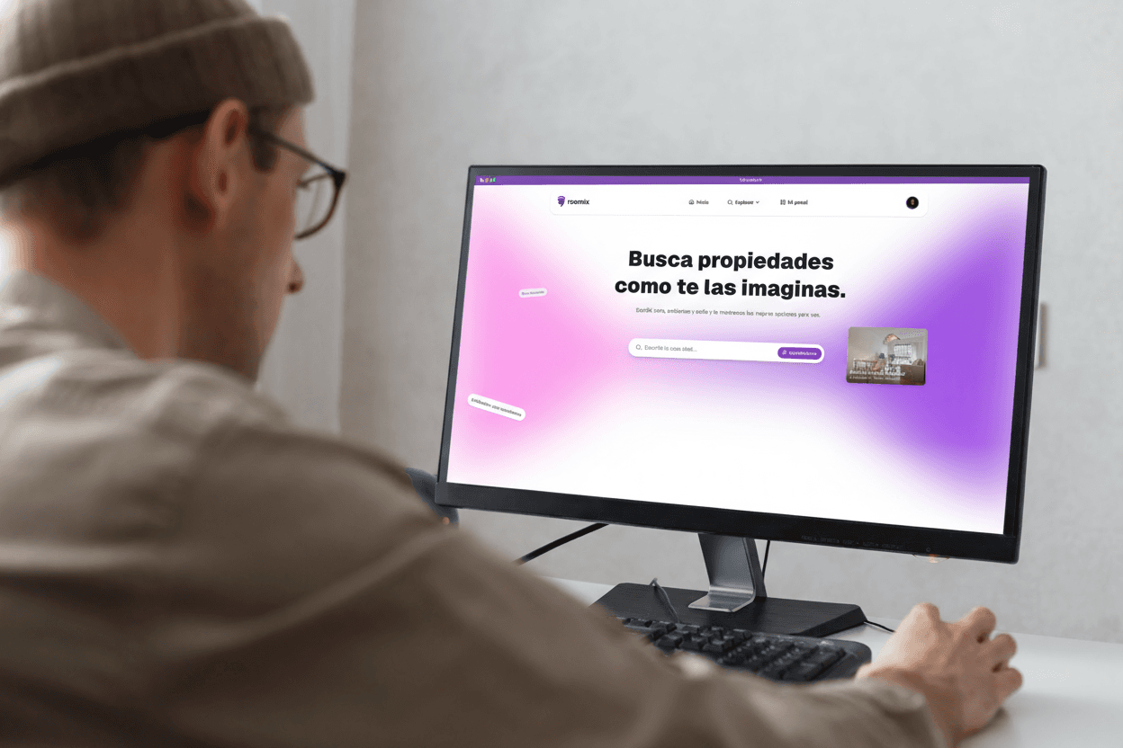 Person searching for properties online