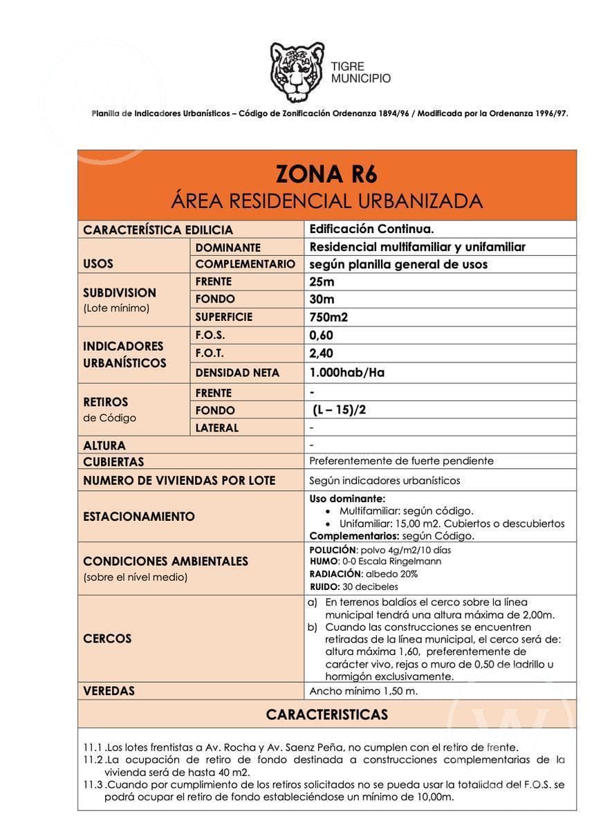 Terreno |zonificacion R6 | Apto Proyecto | Tigre Centro 3